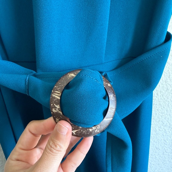 Calvin Klein Mock Neck Sleeveless Belted Midi Dress – Size 8 - Picture 5 of 13